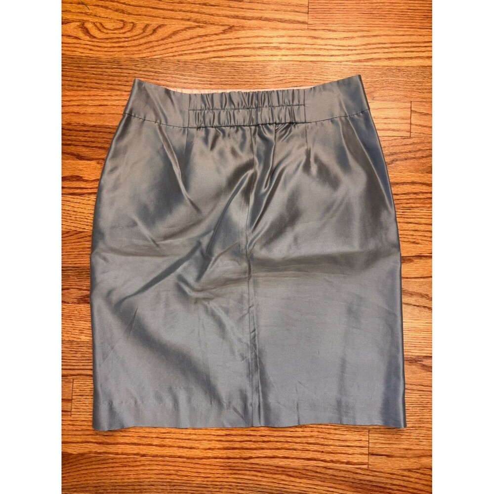 J.Crew 100% Silk Gray Pencil Skirt Size 4 Lined Side Zip Pockets Career Classic - Picture 5 of 5